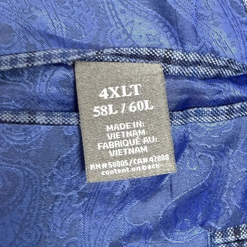 Oak Hill DXL Big & Tall Mens 4XLT Blue Plaid Check Blazer Sport Coat 58L/60L